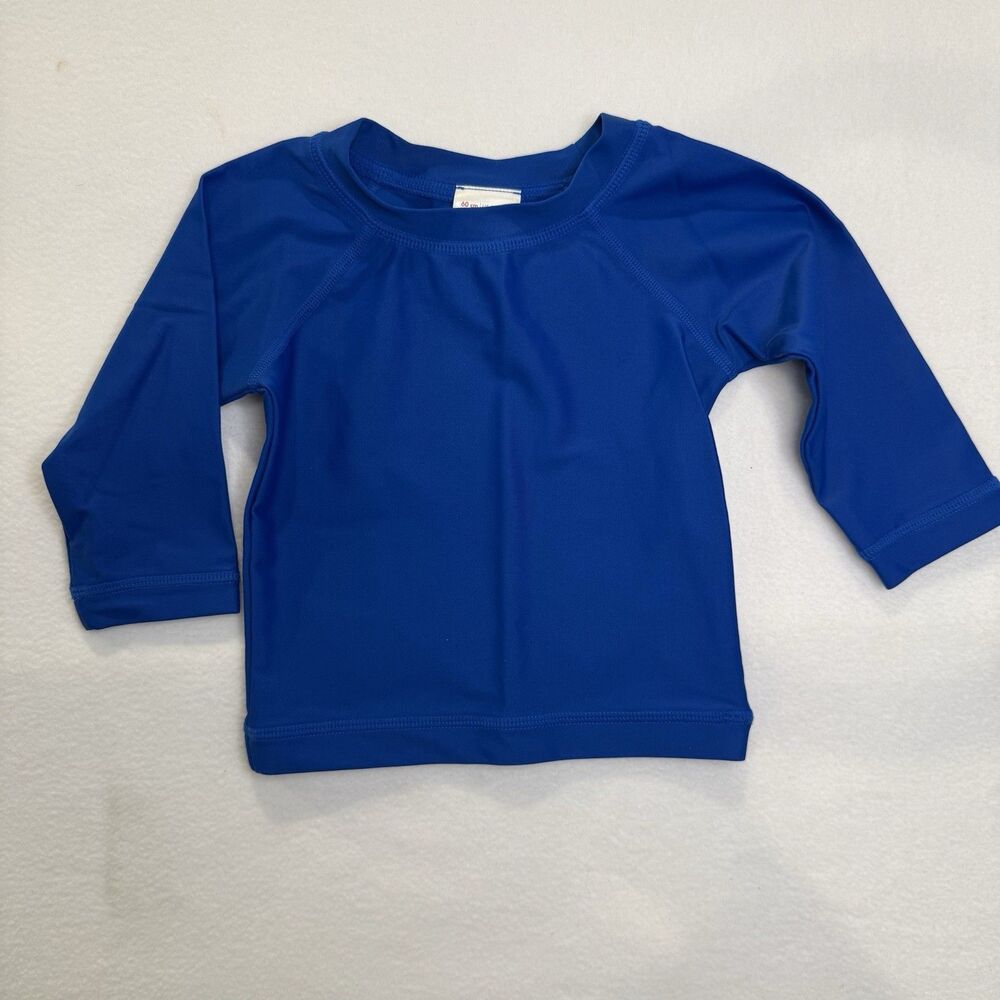 Hanna Andersson Blue Rash Guard Swim Shirt, Size 3-6 Months